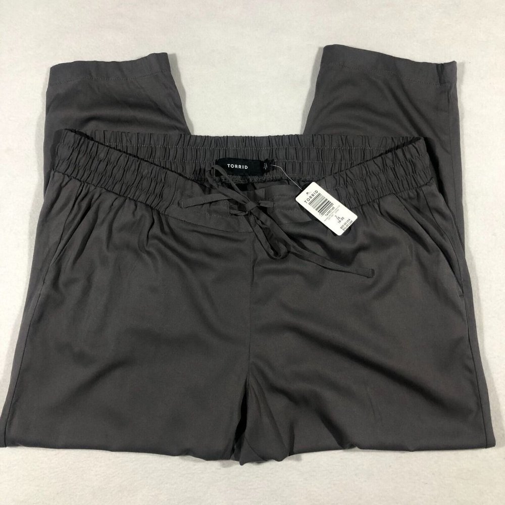 NEW Torrid Womens 2 2X 18-20 Relax Taper Stretch Challis High Rise Tie Pant $60
